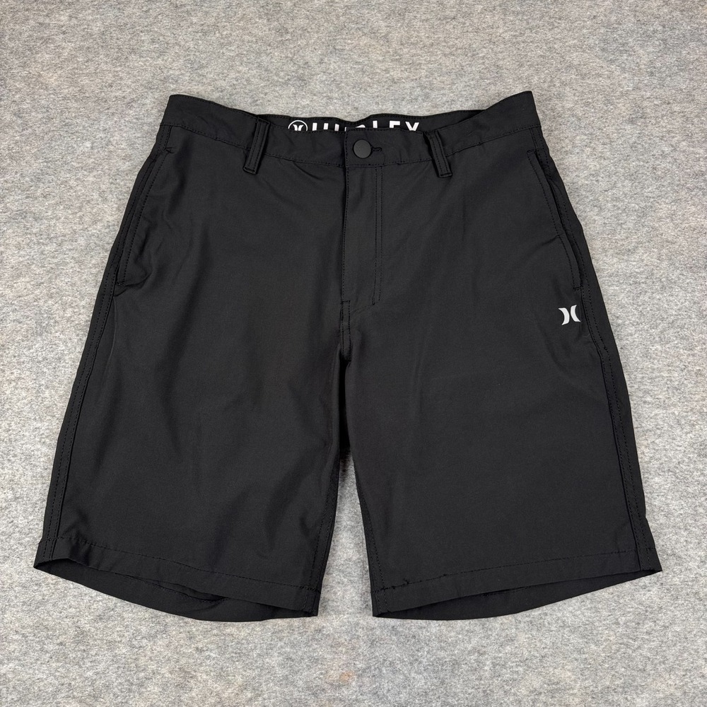 Hurley Performance Shorts 9" Polyester Stretch Pockets Black Mens 32